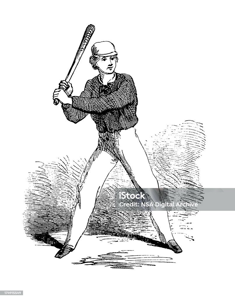 Antico sport Battitore di Baseball/Illustrazioni - Illustrazione stock royalty-free di Baseball