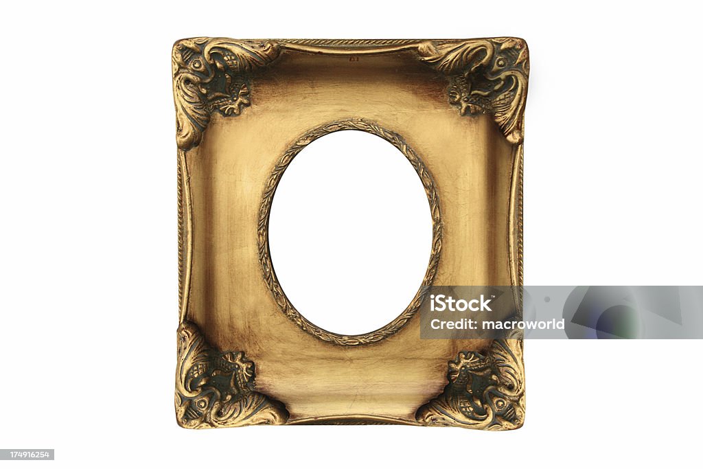 Pintura antiga moldura ouro isolada no fundo branco - Foto de stock de Barroco royalty-free