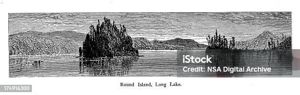 Round Island Long Lake New York - Immagini vettoriali stock e altre immagini di Albero - Albero, Ambientazione esterna, America del Nord