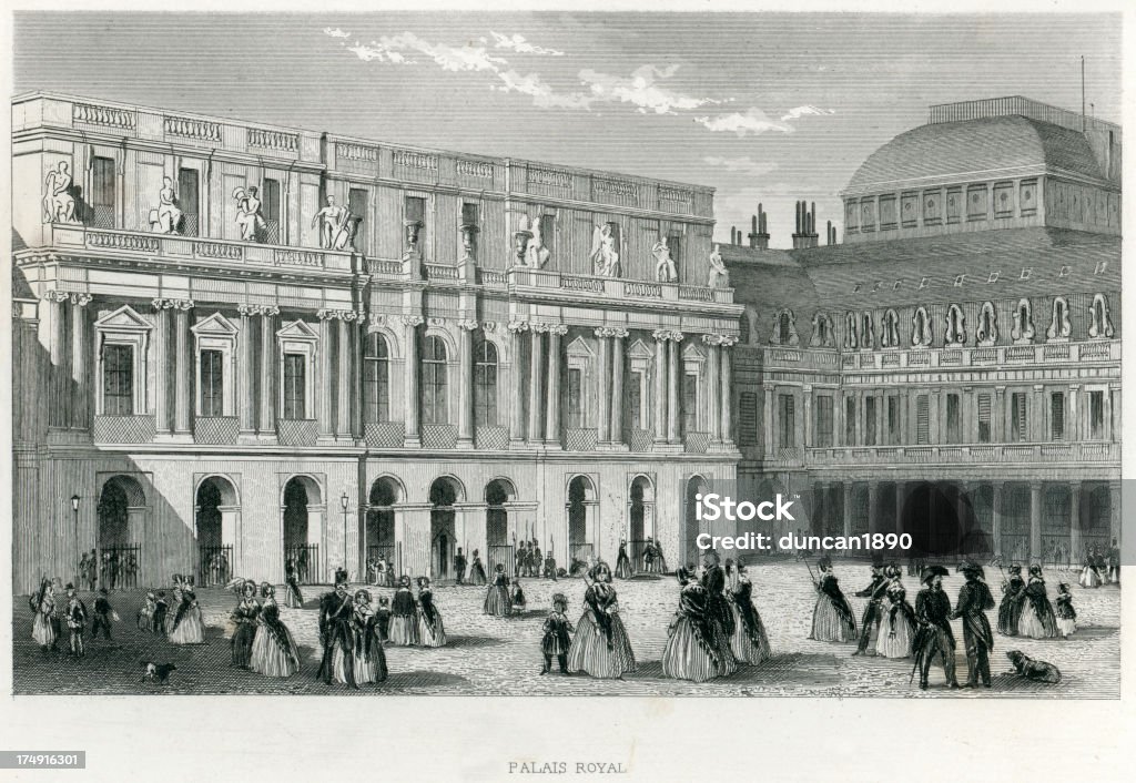 Palais-Royal, Paris - Ilustração de Palácio Real - Tulherias royalty-free
