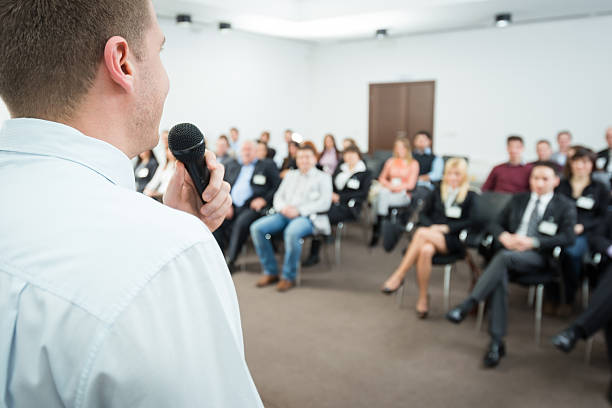 istock Close up of aYoung Manager with microphone 174916356