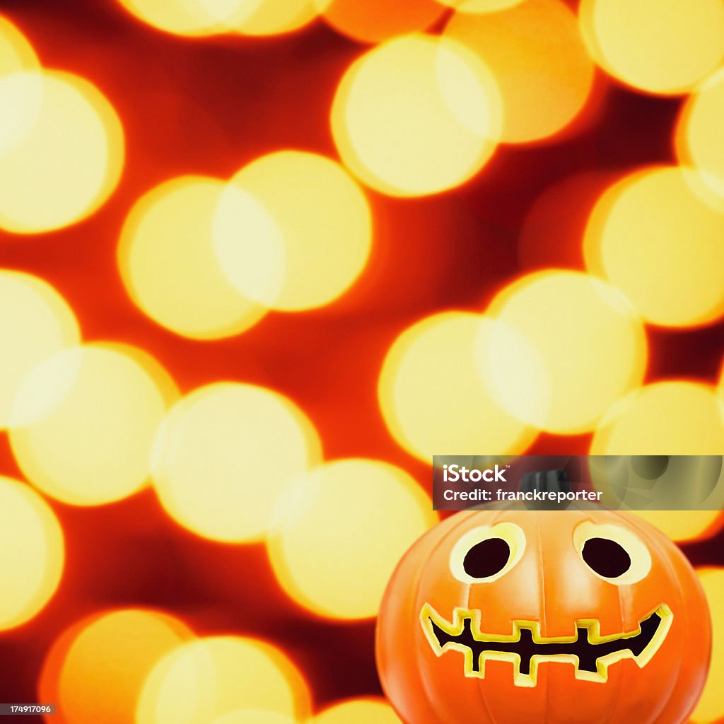Lanterna de Halloween com luz Desfocar o Dia das Bruxas - Royalty-free Abóbora-Menina - Cucúrbita Foto de stock