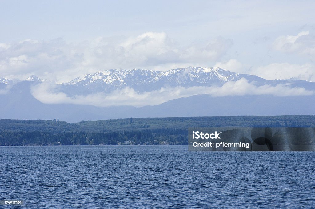 Olympic Mountains View of the Olympic Mountains from the Puget Sound Puget Sound Stock Photo