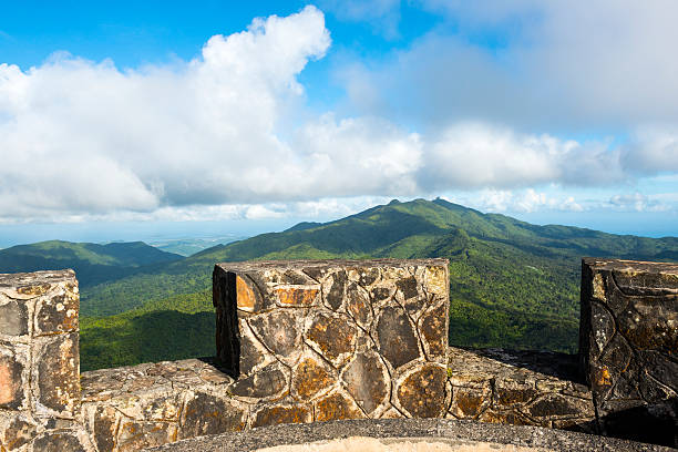 El Yunque viewpoint in Puerto Rico Panoramic view from atop the Mt. Britton tower (3,088 feet) of El Yunque National Forest in Puerto Rico el yunque rainforest stock pictures, royalty-free photos & images