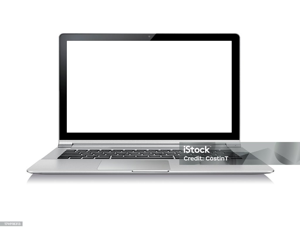 Silver Laptop - Foto de stock de Aberto royalty-free