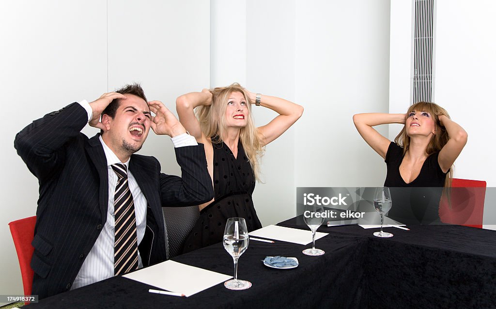 Brainstorming Brainstorming in a conference room, parody. Adult Stock Photo