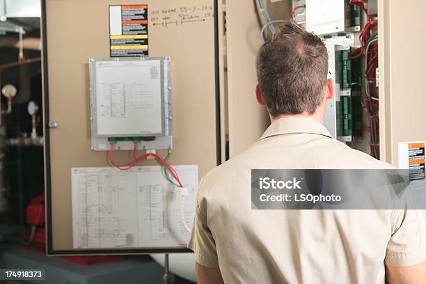 Repairman Back View Stock Photo - Download Image Now - Adult, Adults Only, Analyzing