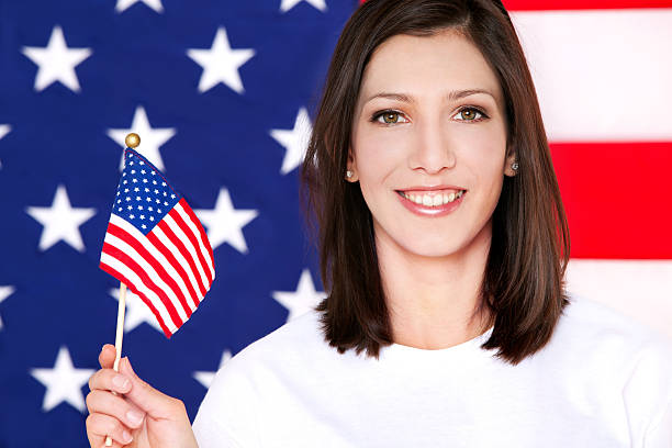 Young Woman Against USA Flag