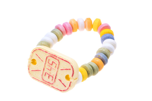 A sweet edible candy wrist watch - studio shot with a shallow depth of field and white background
