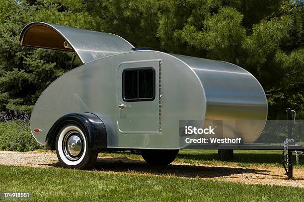 Teardrop Trailer Stock Photo - Download Image Now - Teardrop Trailer, Camper Trailer, Retro Style