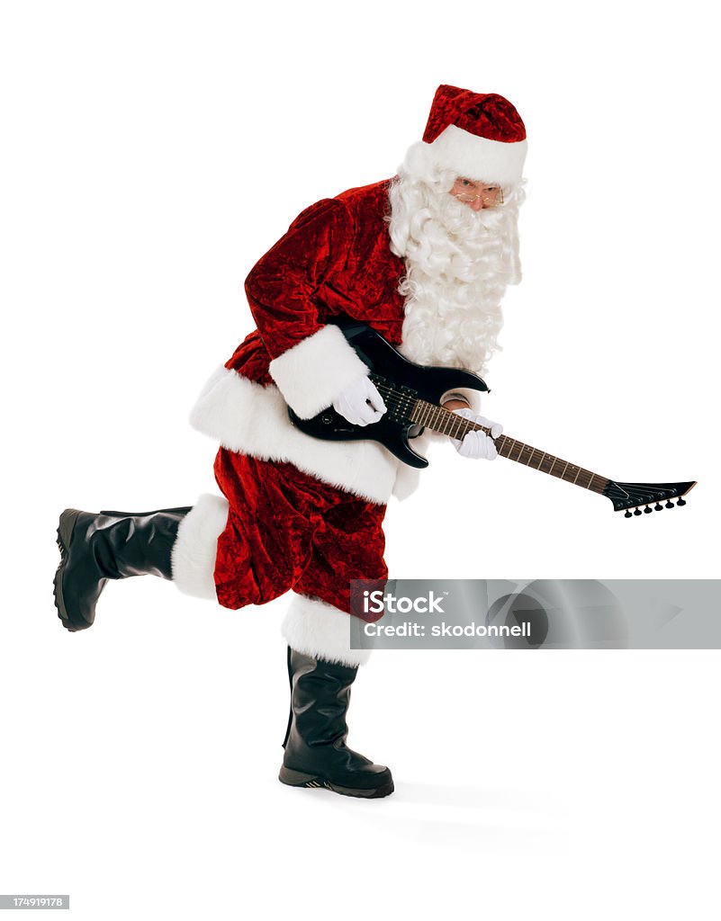 Papai Noel tocando guitarra em branco - Foto de stock de Alegria royalty-free