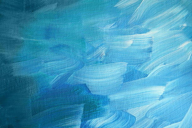 istock Blue acrylic paint brush strokes on canvas 174919213