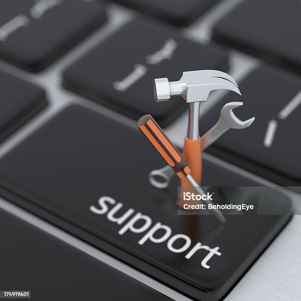 Support Key With Tools Xl Stock Photo - Download Image Now - Arrangement, Assistance, Black Color