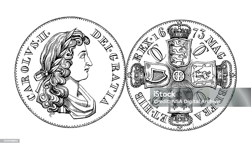 17 ème-siècle Couronne britannique Pièce de monnaie et Illustrations historiques - Illustration de Pièce de monnaie britannique libre de droits