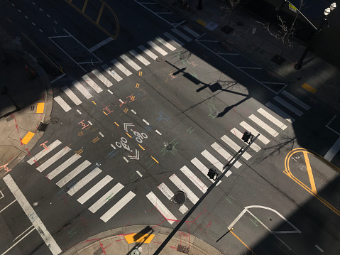 High angle of a street intersection
