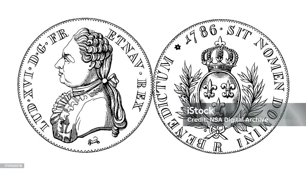 18 th century Francesa-plata Ecu de estilo Luis XVI/Historic ilustraciones - Ilustración de stock de Francia libre de derechos