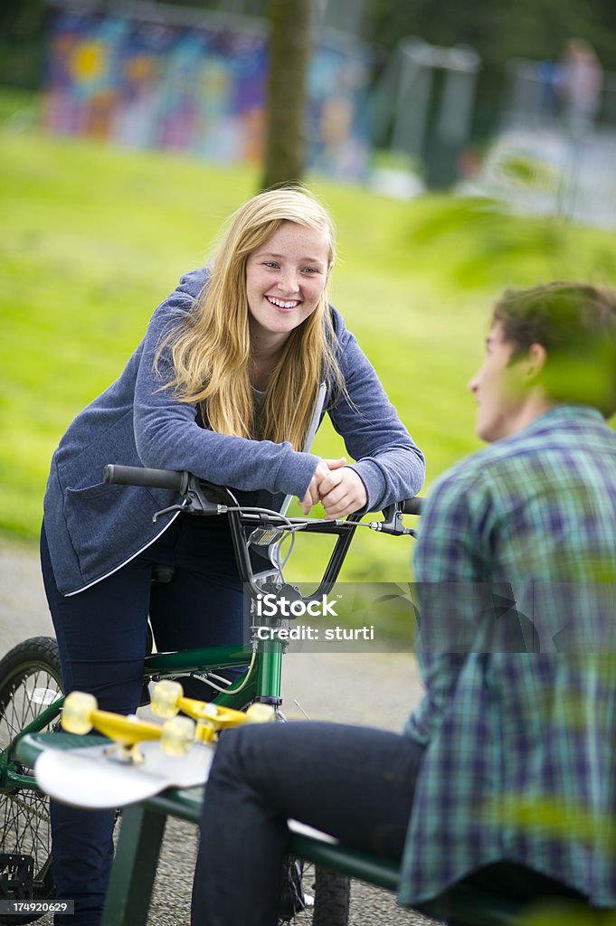 teen couple at the skatepark 16-17 Years Stock Photo