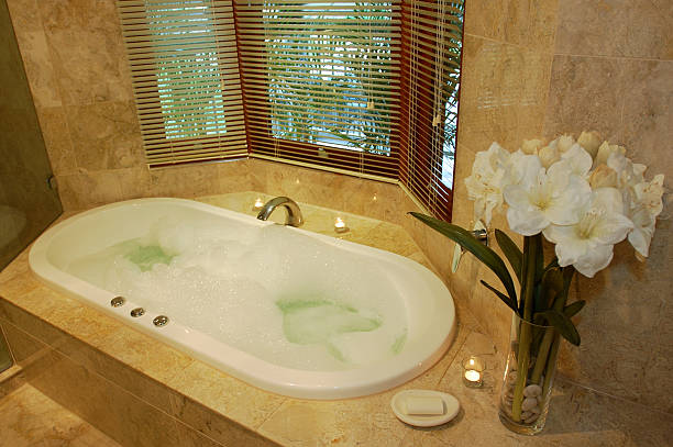 hot tub Spa Bath in Marble Bathroom