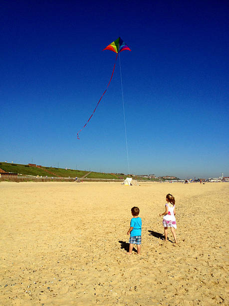 istock Kids Flying Kite on Beach 174921477