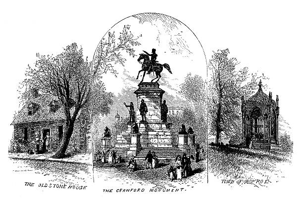 관광지 버지니아, 리치먼드 - richmond virginia james monroe tomb the americas north america stock illustrations