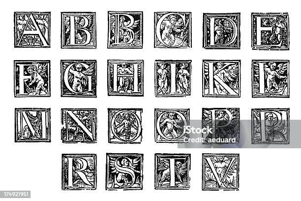 Foto de Antigo Iniciais De 1600 e mais fotos de stock de Letra Iluminada - Letra Iluminada, O Alfabeto, Enfeitado
