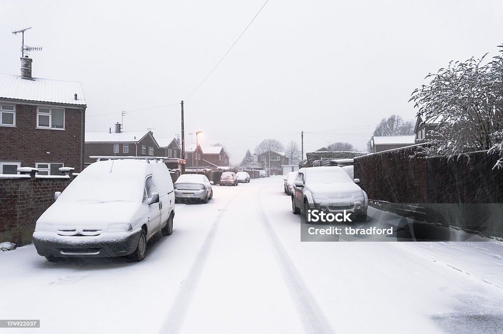 Winter Suburban Szene - Lizenzfrei Auto Stock-Foto