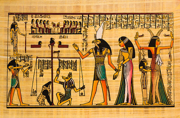 starożytnego egiptu papirus - hieroglyphics egypt egyptian culture nefertiti stock illustrations