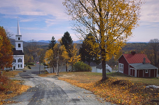 The small village of Westhampton during the autumn foliage season.