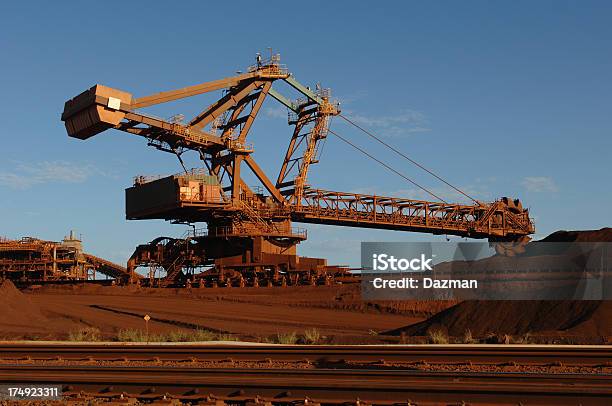 Iron Ore Reclaimer Working In A Stockyard Stock Photo - Download Image Now - Iron Ore, Aerial View, Australia