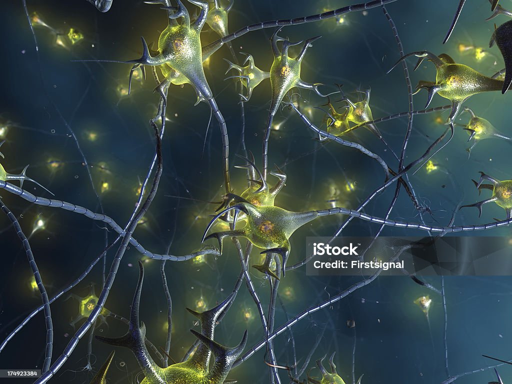 Active, synapse réseau de cellules de Neurone - Photo de Acide ribonucléique libre de droits