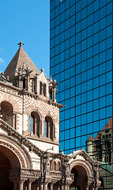 trinity church em boston - boston church famous place john hancock tower imagens e fotografias de stock