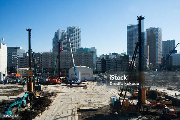 Construção Site Da Cidade De Paisagem Em Tóquio - Fotografias de stock e mais imagens de Obra - Obra, Japão, Edifício de Escritórios