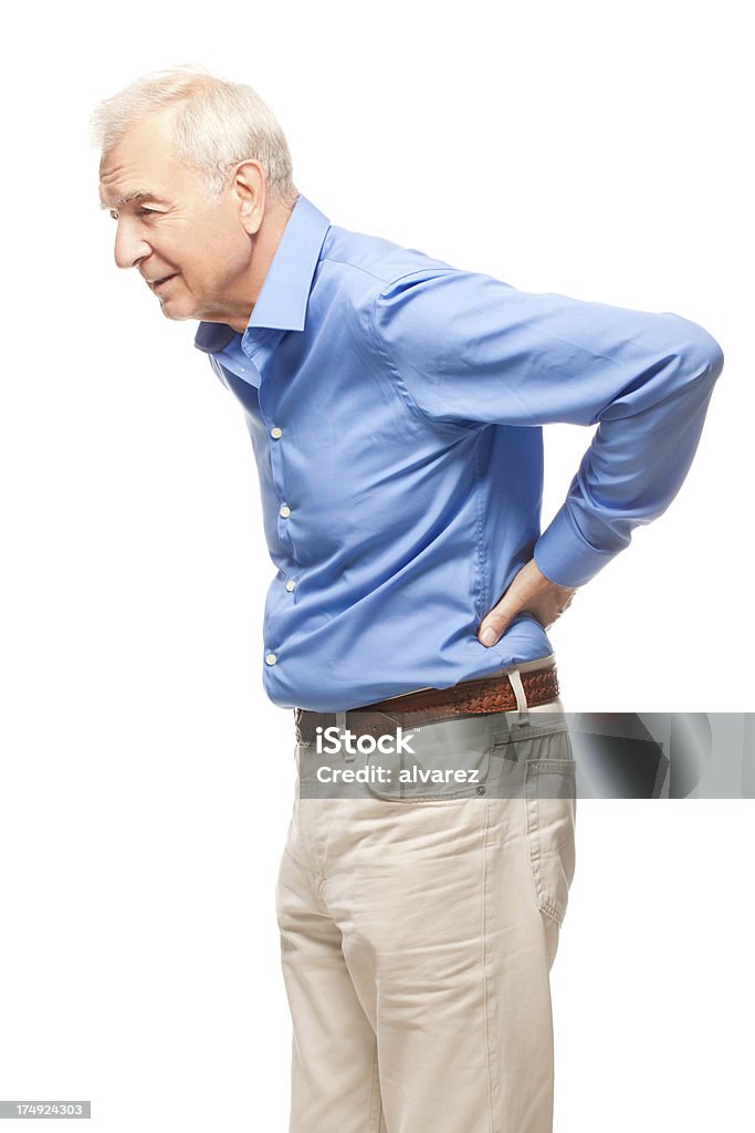 Старший Мужчина со спины боли - Стоковые фото Боль роялти-фри