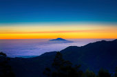 Volcano Landscape at Sunrise in Java, Indonesia