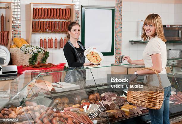 Customer In Butchers Shop Stock Photo - Download Image Now - Basket, Butcher's Shop, Buying