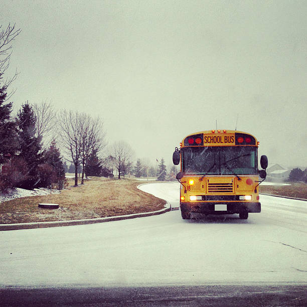 istock School Bus on Icy Road 174924763