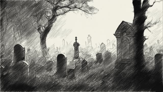 sketch of graveyard