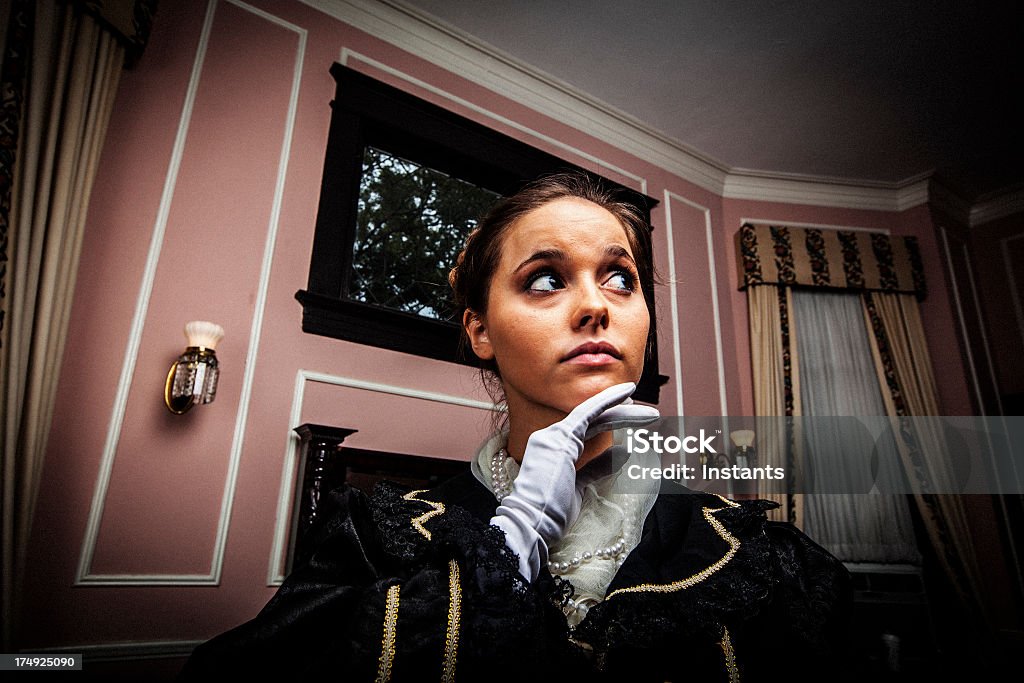 Performance Actress gesturing while interpreting her role. Heiress Stock Photo