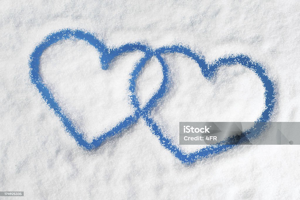 Winter Love, Snow Hearts on a Frozen Window (XXXL) Snow Hearts drawn in the fresh snow. Square crop. Ice flakes all around. Converted from RAW. Nikon D800e. Addiction Stock Photo