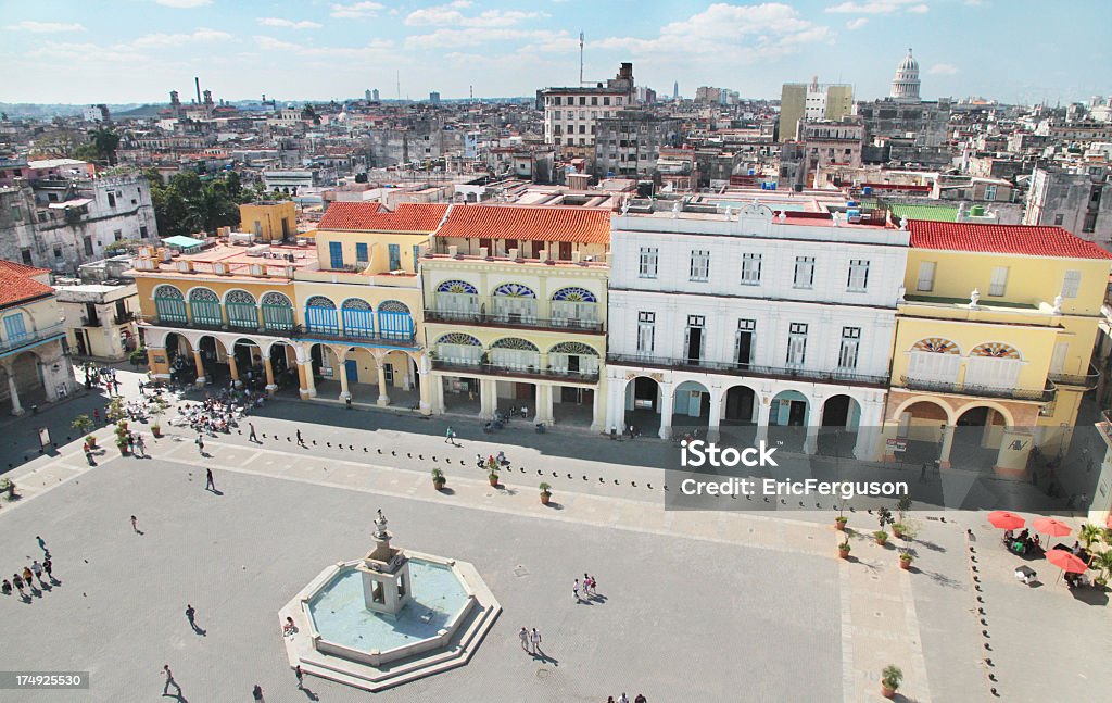 Plaza See Old Havana "One of many beauitful historic squares in old Havana, a UNESCO world heritage site. Photographed from the top of the Camera Obscura building, January 25th, 2012 by Eric Ferguson." Architecture Stock Photo