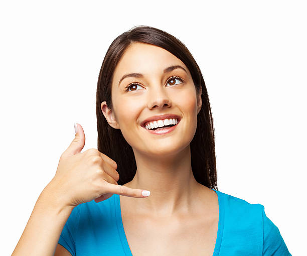 istock Woman Making a Call Me Gesture - Isolated 174925915