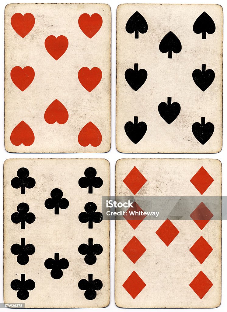 Antico carte da gioco 1864 decine e nove - Foto stock royalty-free di Anno 1864