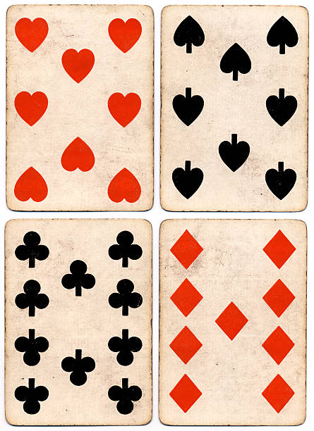 Antique playing cards 1864 tens and nine