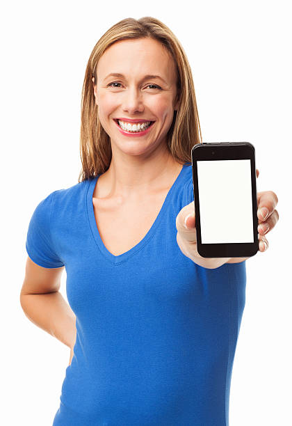 istock Female showing Smart Phone - Isolated 174926953