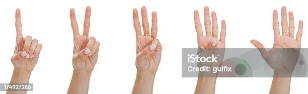 Counting Woman Hands Stock Photo - Download Image Now - Number 3, Finger, Five Objects