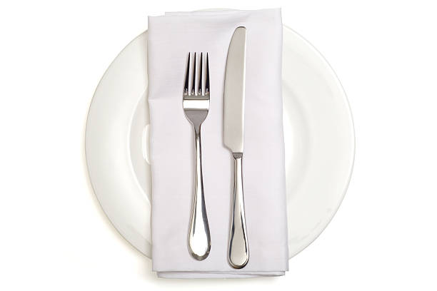 ужин, сер�вировка на одного человека - eating utensil silverware four objects small group of objects стоковые фото и изображения
