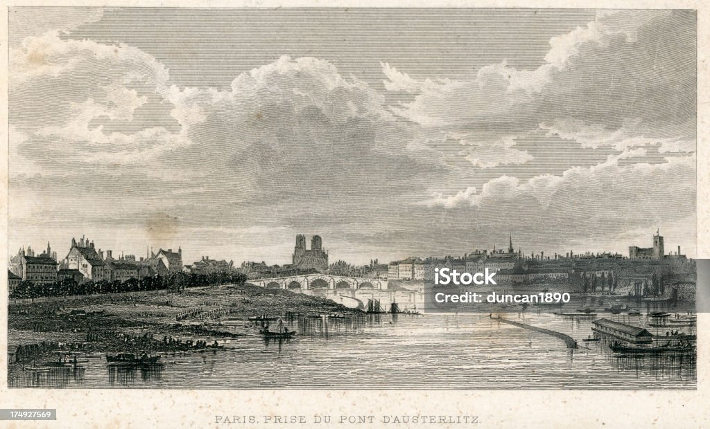 Parigi, prise Du Pont D'Austerlitz - Illustrazione stock royalty-free di Antico - Vecchio stile