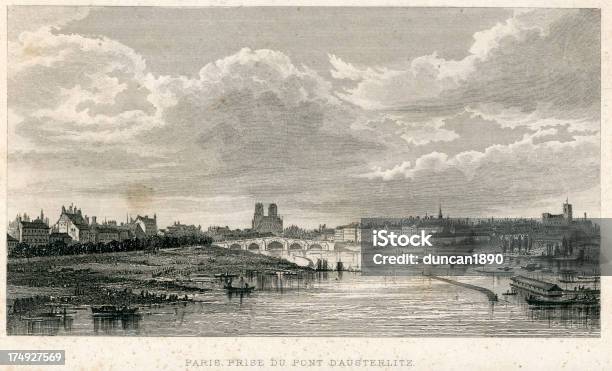 Parigi Prise Du Pont Dausterlitz - Immagini vettoriali stock e altre immagini di Antico - Vecchio stile - Antico - Vecchio stile, Architettura, Arte