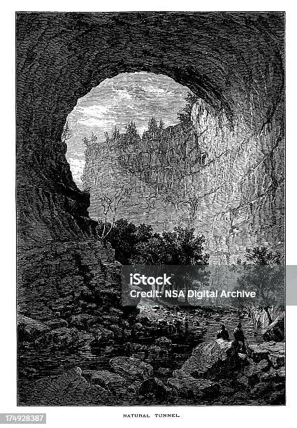 Ilustración de Natural Túnel Virginia y más Vectores Libres de Derechos de Antigualla - Antigualla, Cueva, Ilustración