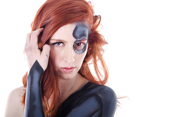 istock Closeup of redheaded cyborg. 174928775